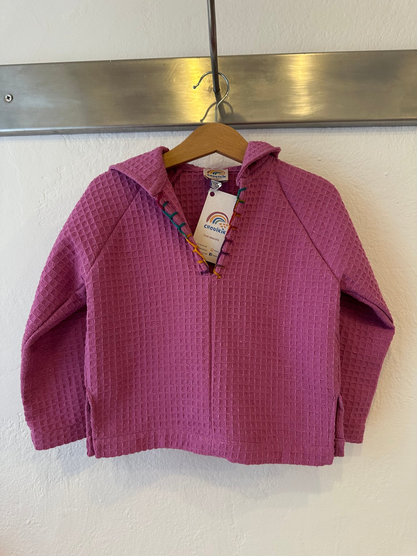 Ensemble vareuse et sarouel nid d'abeille rose
